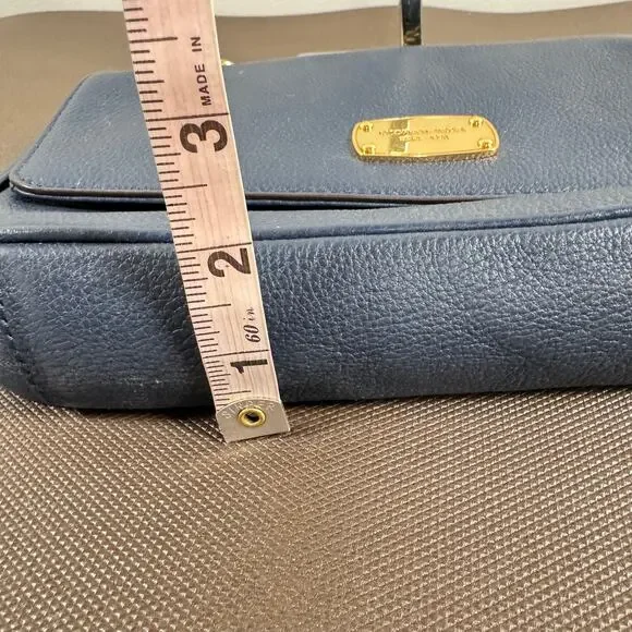 Michael Kors Women's Jet Set Chain Leather Small Shoulder Flap Navy Blue Bag - Picture 2 of 11